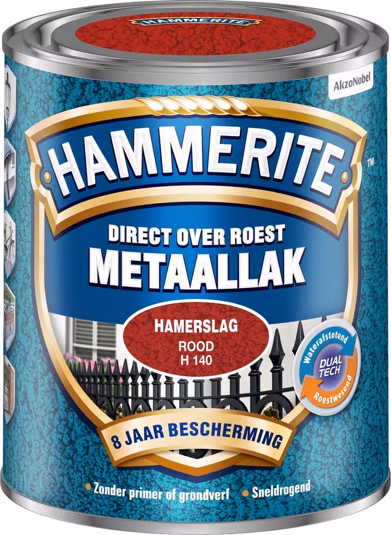 Hammerite Metaallak Hamerslag Rood 750 ml