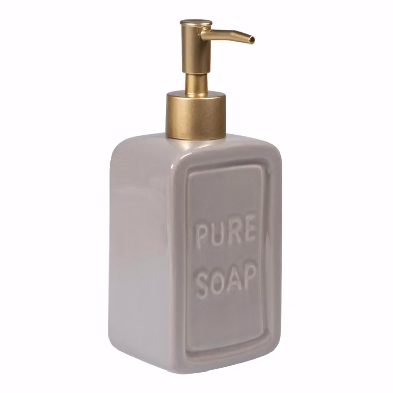 QUVIO Zeepdispenser - 470 ml - Grijs met goud