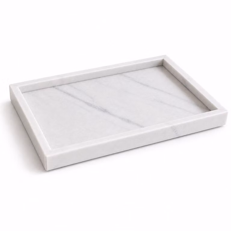 PersisCo Wit Marmeren Dienblad met Opstaande Rand - 30 x 20 cm