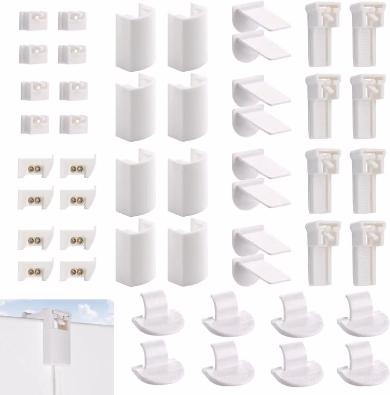 48 stuks Plisséklemmen Wit - Klemdragers voor het monteren van raambekleding zonder boren