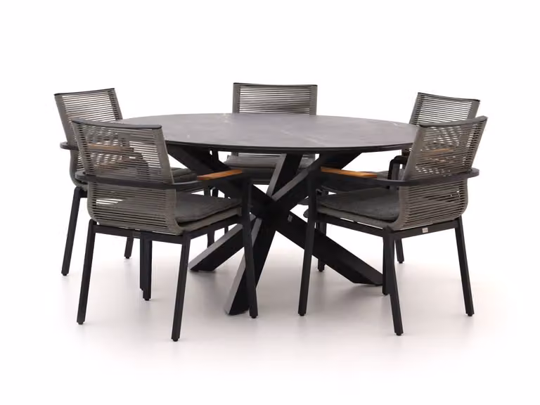 Bellagio Diningset voor 5 personen met Sintered Stone en Aluminium in Grijs