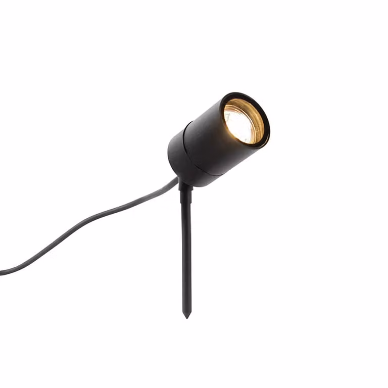Qazqa Solo Smart moderne prikspot zwart IP44 met wifi en GU10 led voor in de tuin