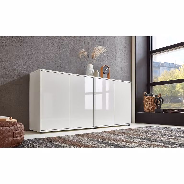 home24 Schoenenkast II wit hoogglans B/D/H: 158 x 73 x 33 cm