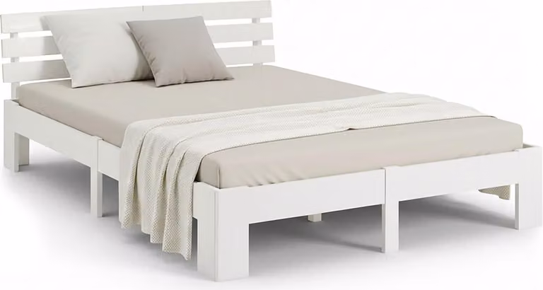 Homestyle4u Tweepersoonsbed van massief hout in het wit, 180 x 200 cm
