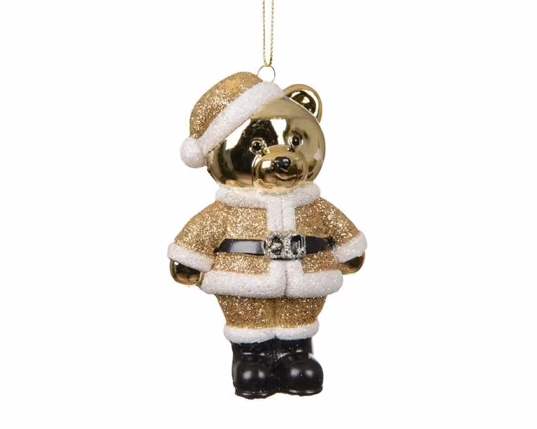 Gouden kersthanger met bierfiguur, 12 cm