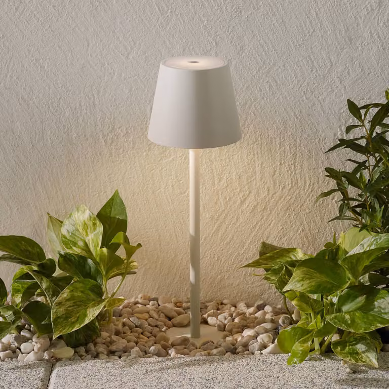 Zafferano Poldina LED grondspies lamp met accu, wit, dimbaar