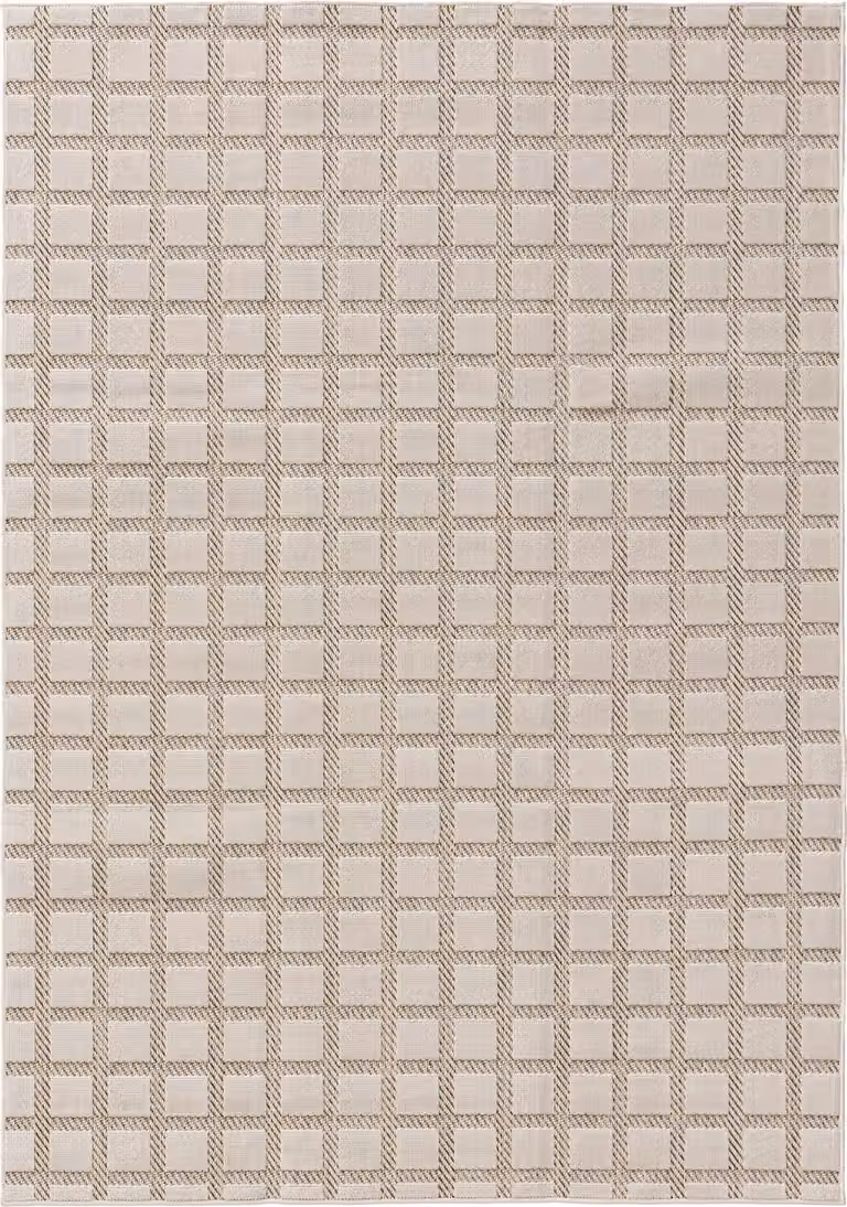 Interiyou Kano Binnen- en buitentapijt, crème/beige, geometrisch, 300 x 400 cm