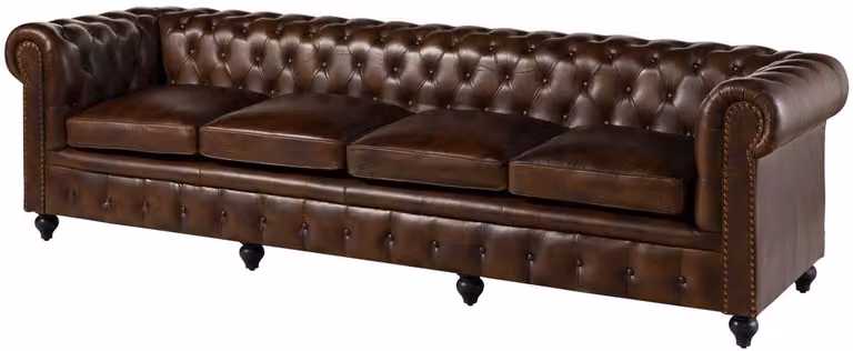 Massivmoebel24.de Chesterfield 4-zitsbank van echt leer in het bruin, B/D/H: 274 x 82 x 75 cm