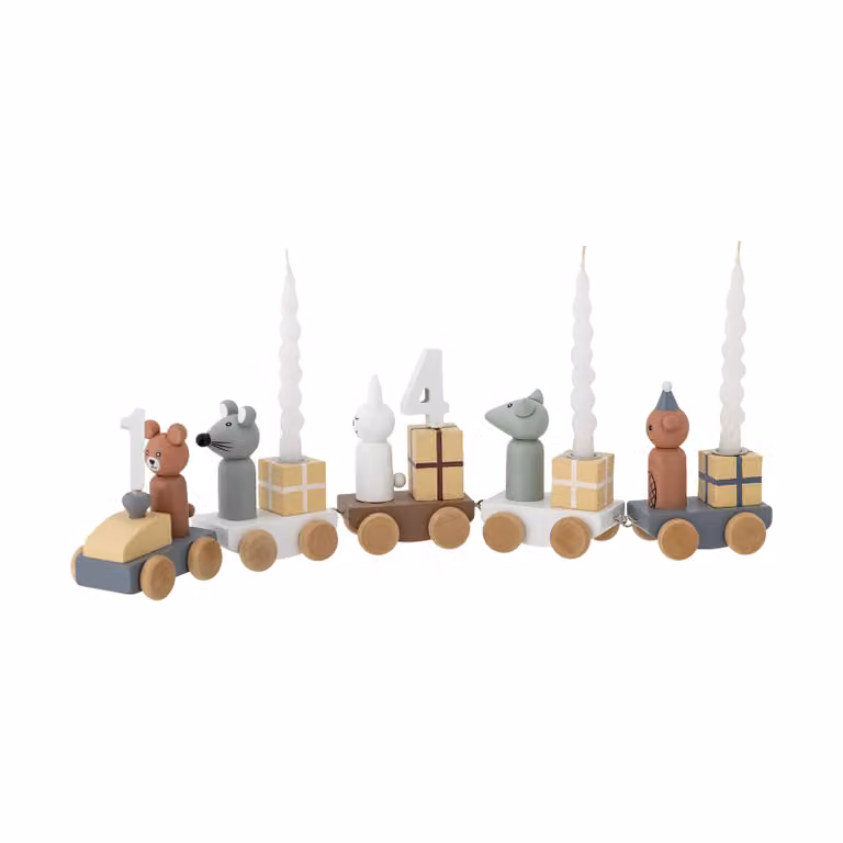 Bloomingville Junaid verjaardagstrein Bruin en Multicolour van Hout