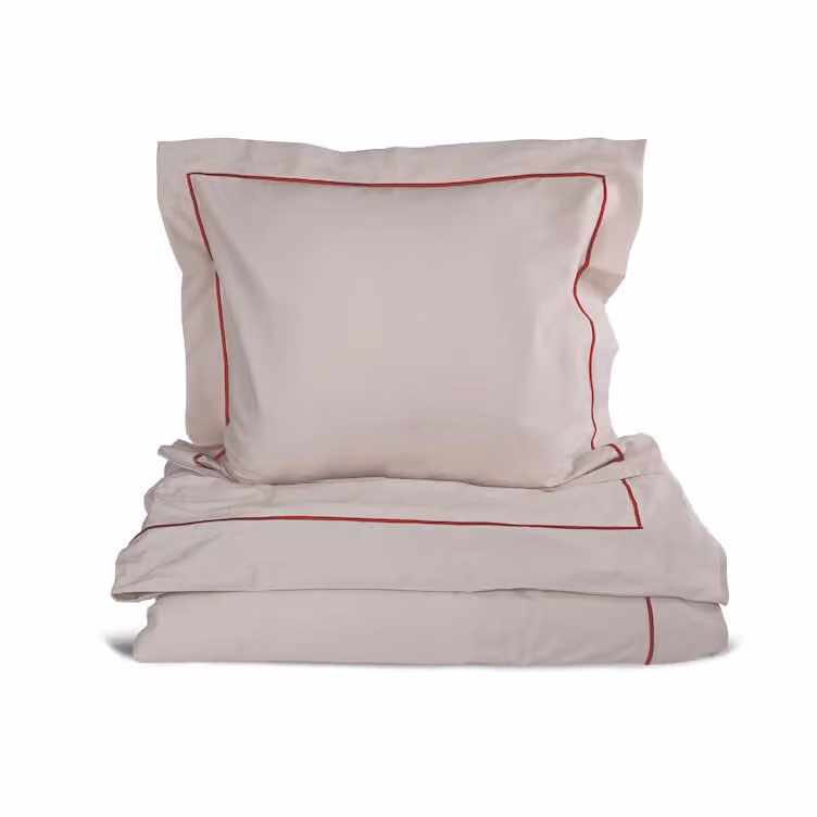 Sagaform Carl dekbedovertrekset Beige-bordeauxrood 150x210 cm