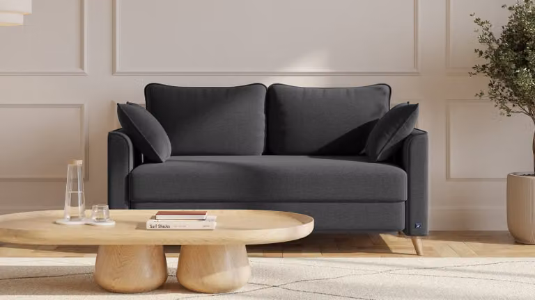 BRUNO slaapbank Flow antraciet 140 cm met massief hout en boxspringcomfort