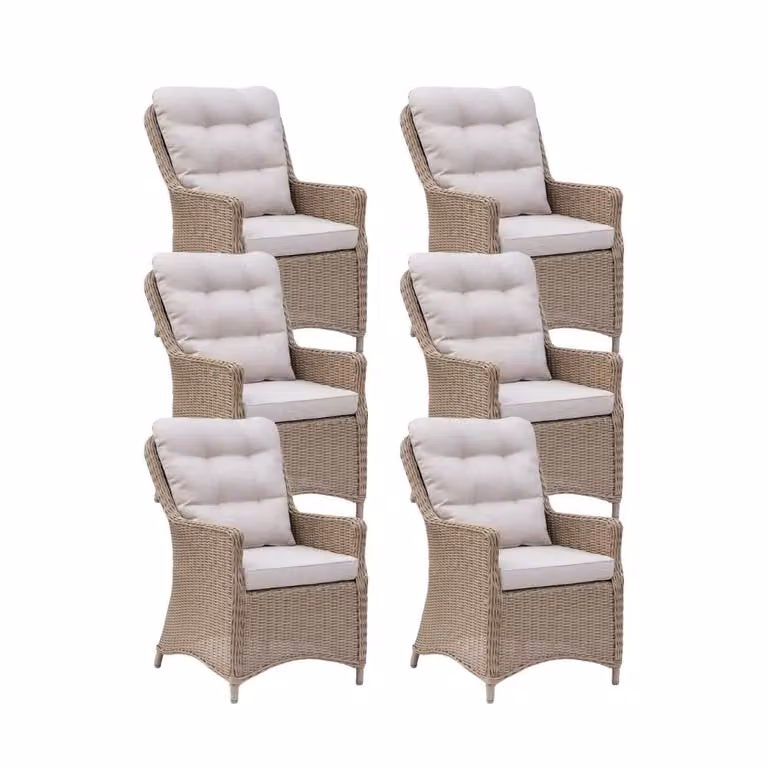 Madrid dining tuinstoel set van 6 wicker Royal Sand