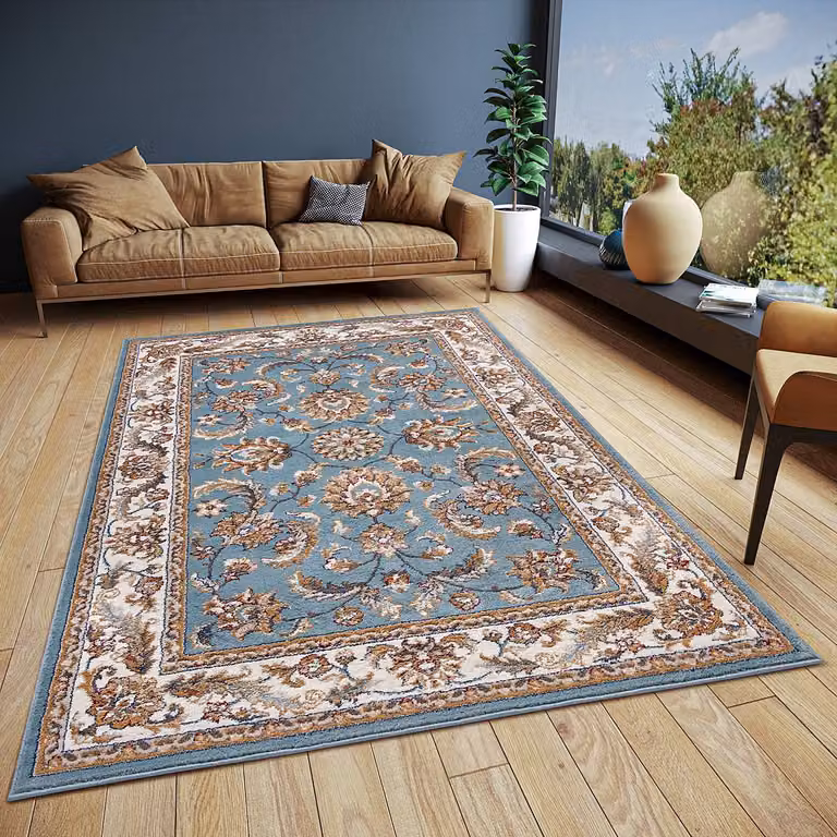 home24 Oosters vloerkleed Reni Arancione/hemelsblauw B/D: 140 x 200 cm