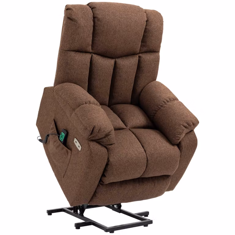 HOMCOM Elektrische Massage-Liegestoel 2-in-1 met afstandsbediening, Bruin, B/D/H: 92 x 95 x 75-148 cm
