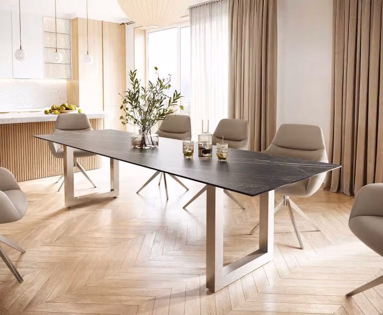 DELIFE Eettafel Edge Noir Desir, Keramiek, Bruin, B: 300 cm, D: 100 cm, H: 74 cm