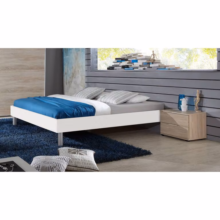 home24 Futonbed Easy Wit/Zilver B: 140 cm, D: 200 cm, H: 55 cm