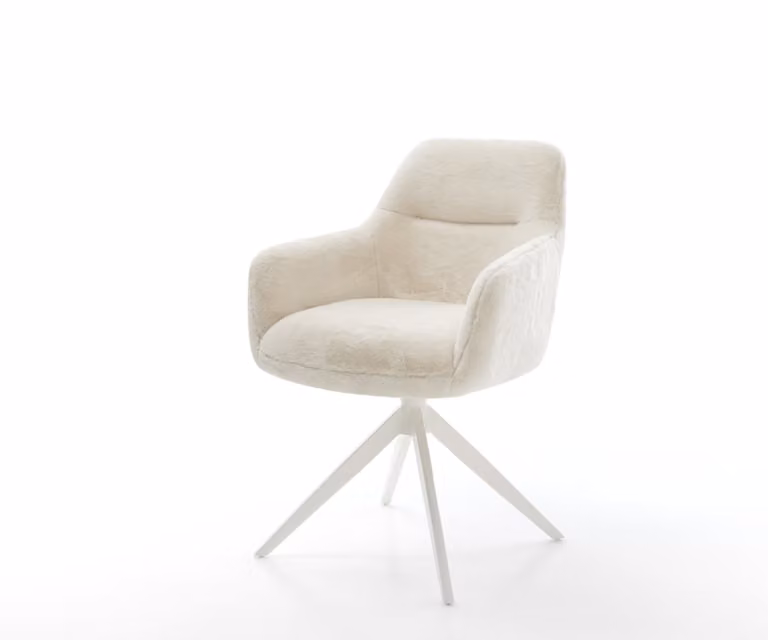 DELIFE Pejo-Flex Draaistoel met Armleuningen, Beige/Wit, Velvet