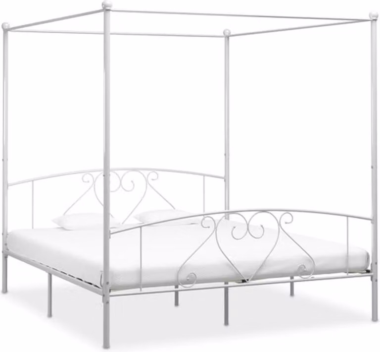 vidaXL Hemelbedframe van metaal in wit, 200 x 200 cm