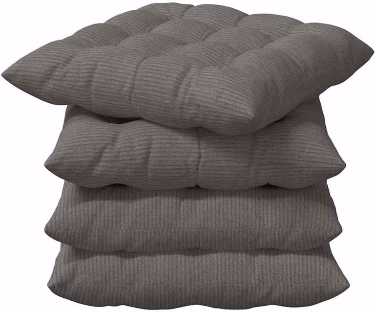 Set van stoelkussens van corduroy met afneembare hoezen, lichtgrijs, 40 x 40 cm