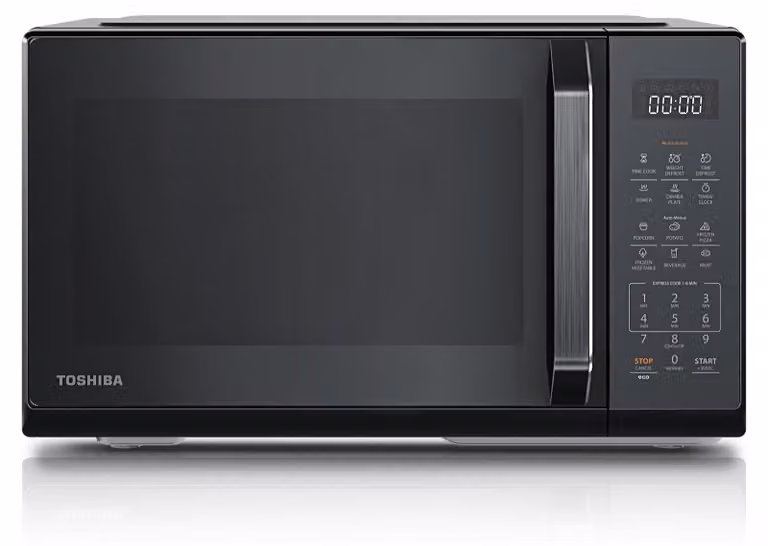 Toshiba Magnetron MW3-EM20PE(BM), 20 liter, 800W, Spiegelend zwart, Digitale solo-magnetron met 11 vermogensniveaus en 6 automatische programma's