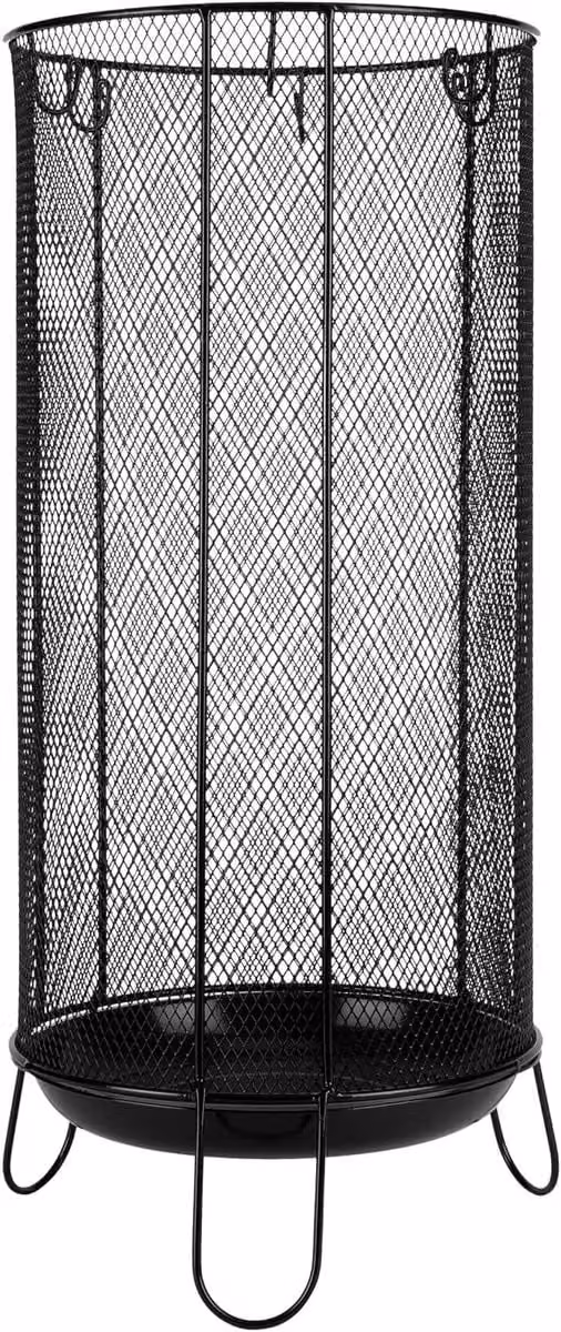 Zwarte paraplustandaard met strak rasterontwerp voor in de entree, B/D/H: 25 x 25 x 57 cm