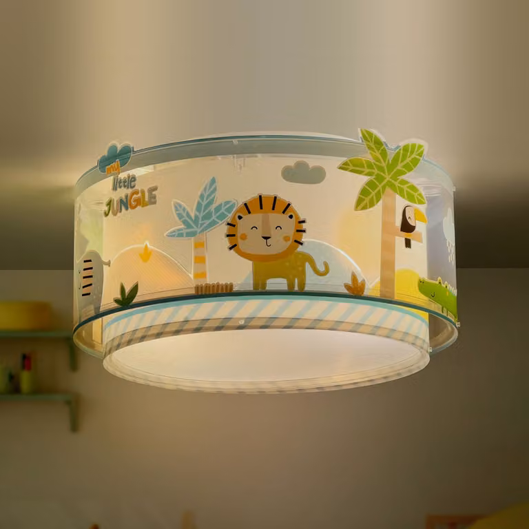 Dalber Plafondlamp LITTLE JUNGLE voor de kinderkamer, Multicolor, Dimbaar, Kunststof