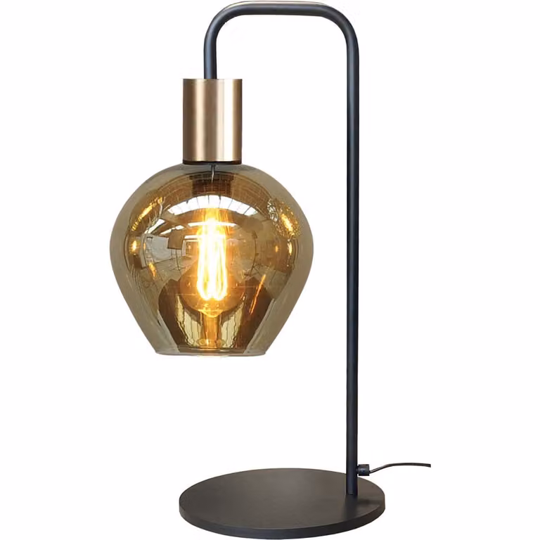 Masterlight Bounty Tafellamp van glas en metaal in zwart en goud/messing