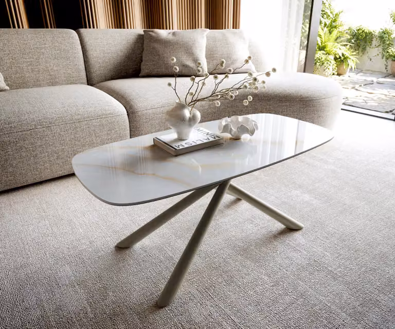 Sarity Edge Salontafel Onyx Pearl met Keramiek en Metaal effectafwerking B: 100 cm, D: 50 cm, H: 41 cm