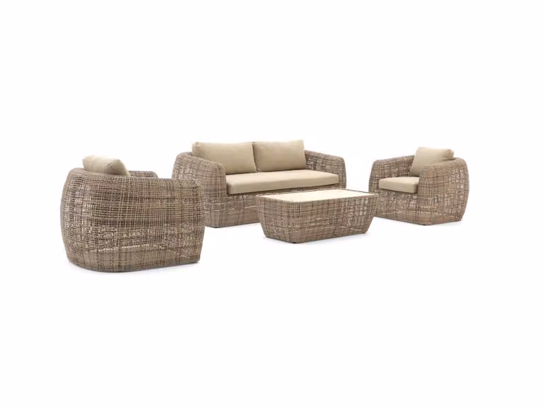 Intenso Furniture Loungeset voor 5 personen, Beige, L-vormig met aluminium frame en kussens