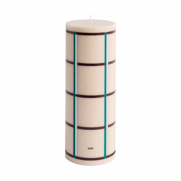 HAY Column Candle Blokkaars Large 25 cm Off-white, Groen, Bordeaux en Zilver