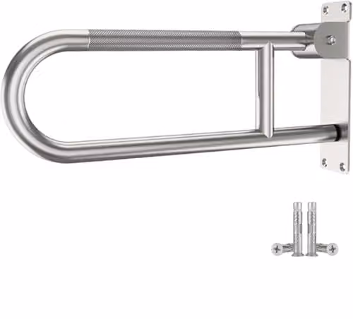 LORESJOY Inklapbare WC-hougreep met anti-slip grip, Mat RVS, 60 cm