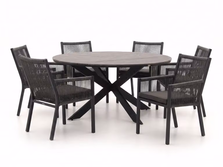 Manifesto Furniture Diningset Manifesto 7-delig voor 6 personen met ronde tafel en polywood stoelen