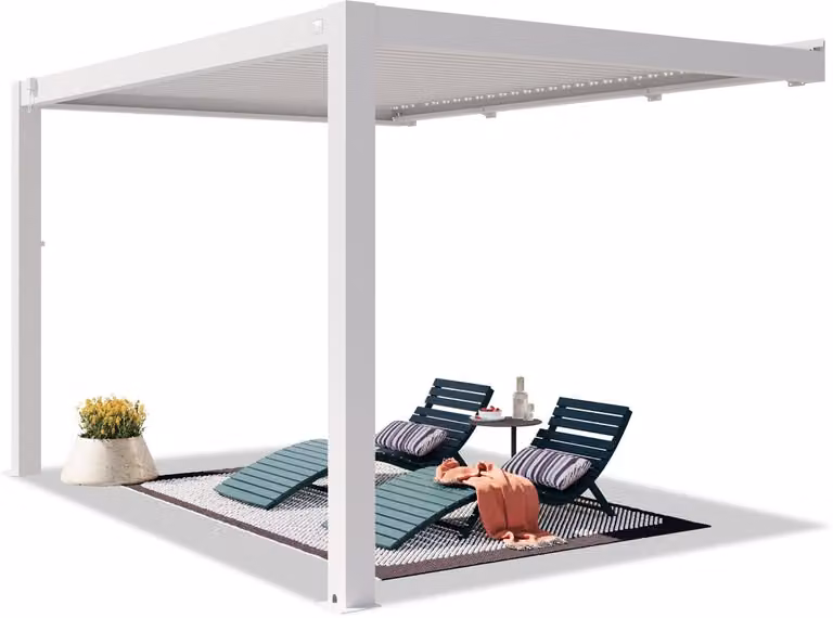 Primeyard Witte Aluminium Pergola met Lamellendak, 3x4 m