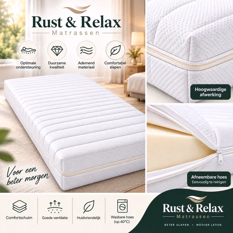 Anti-allergische wasbare hoes met rits voor ledikantmatras, 80 x 105 x 10 cm