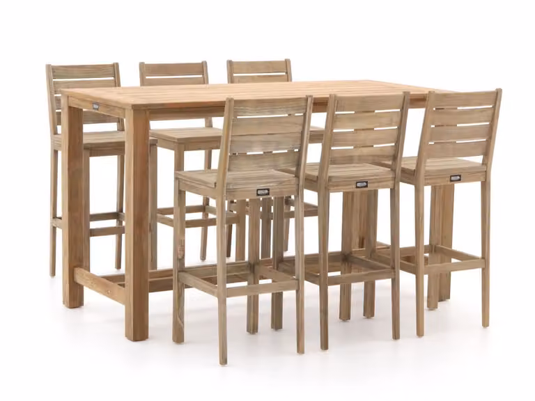 Kees Barset ROUGH 7-delige tuinset van teakhout voor 6 personen in bruin of grijs