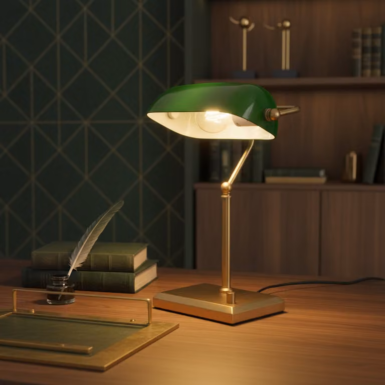 Artdelight Stanford Klassieke Tafellamp Goud en Groen - Hoogte: 37 cm