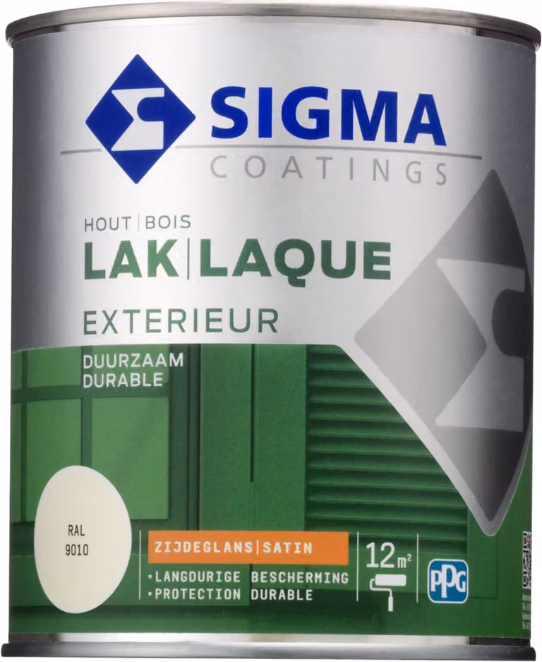 Sigma Houtlak Exterieur Zijdeglans RAL 9010 Wit 0,75 l