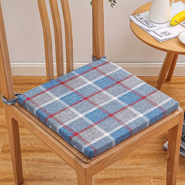 Blauw antislip zitkussen met bandjes voor volwassenen, 55 x 55 cm