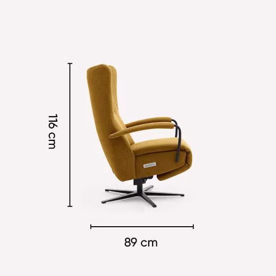 Prominent Sta-op-stoel C-101 met armleuningen - Bruin/Geel - Faux leer en stof