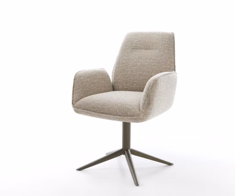 DELIFE Zoa-Flex Draaistoel beige met geweven stof en titanium kruispoot