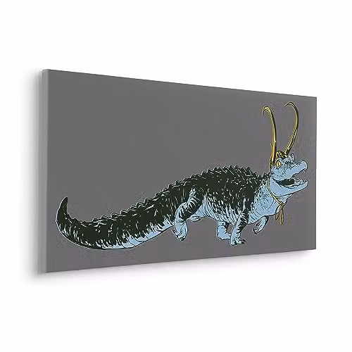 Komar Spieraambeeld Loki Alligator Variance met houten frame, multicolor, 90 x 40 x 1 cm