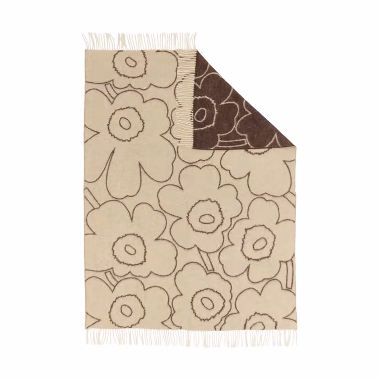 Marimekko Piirto Unikko plaid Off white-muisgrijs 130 x 170 cm