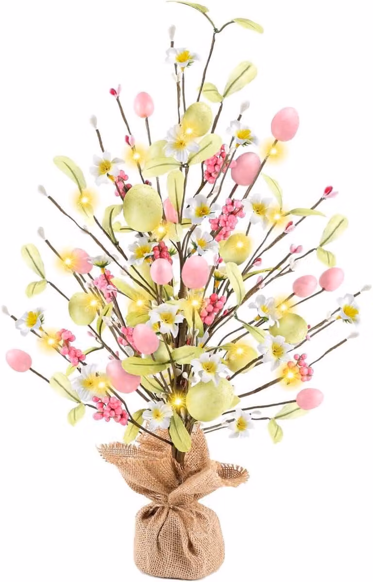 Paasei Boom met verstelbare takken - Roze Groen - Hoogte: 42 cm