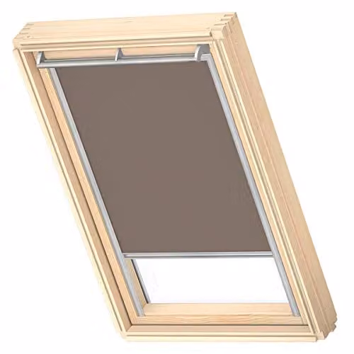 VELUX Verduisterend Rolgordijn DKL met grijze geleiders, Warm grijs, U04