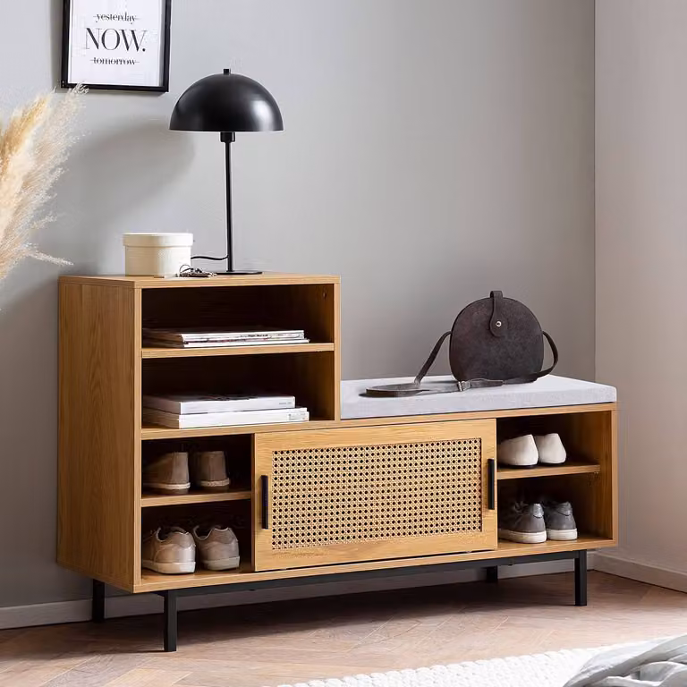 home24 Schoenenbank Jonori Bruin B/D/H: 120 x 40 x 76 cm