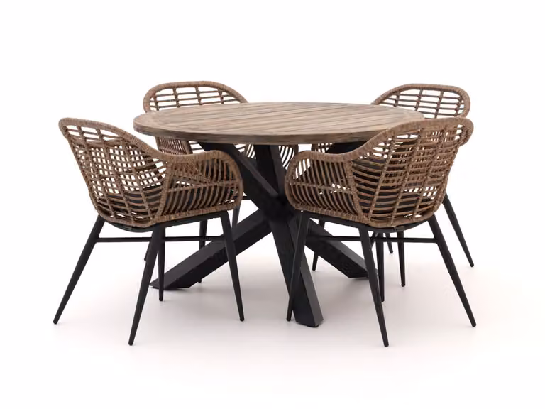 Intenso Diningset voor 4 personen van teakhout in het bruin door Intenso Furniture