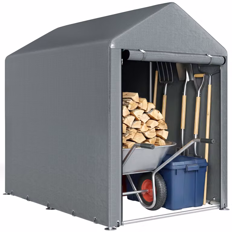 Outsunny Tuinschuur Opslagtent voor Fietsen en Tuingereedschap met Stalen Frame en UV-bestendig Dekzeil, Donkergrijs, B/D/H: 120 x 180 x 120 cm