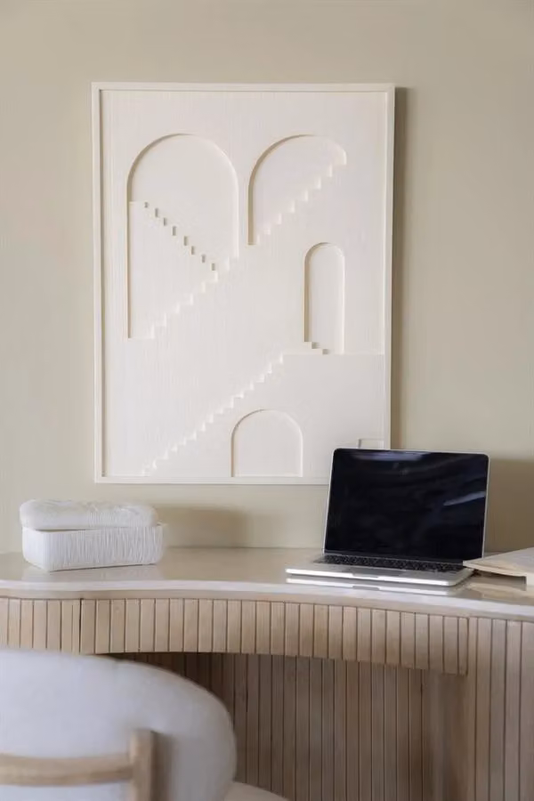 By Boo Wandpaneel Riad 1 - Modern Geometrisch Design - Beige en Wit - Hout