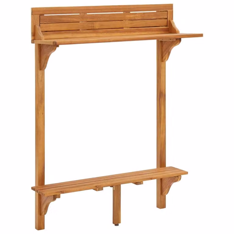 vidaXL Balkontafel van massief acaciahout, B: 90 cm, D: 37 cm, H: 122,5 cm