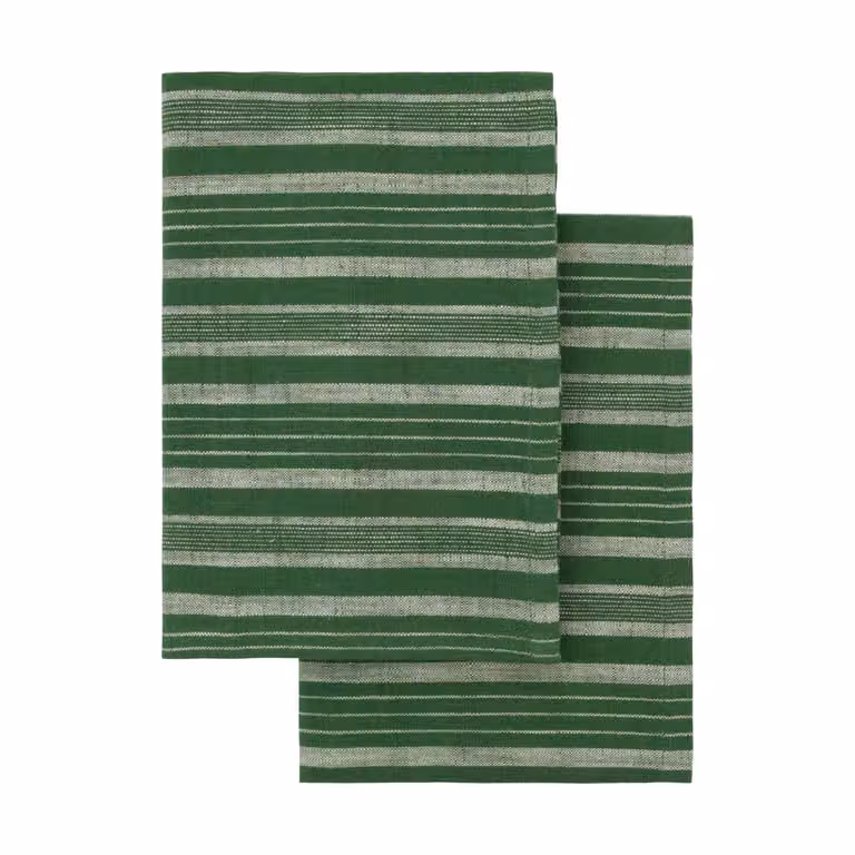 Meraki Theedoek Groen Gestreept 2-pack Breedte: 50 cm, Hoogte: 70 cm